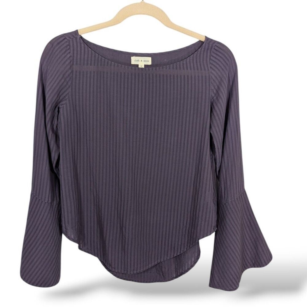 Cloth & Stone Top S‎ stripe purple tencel Minimalist Halloween Whimsygoth